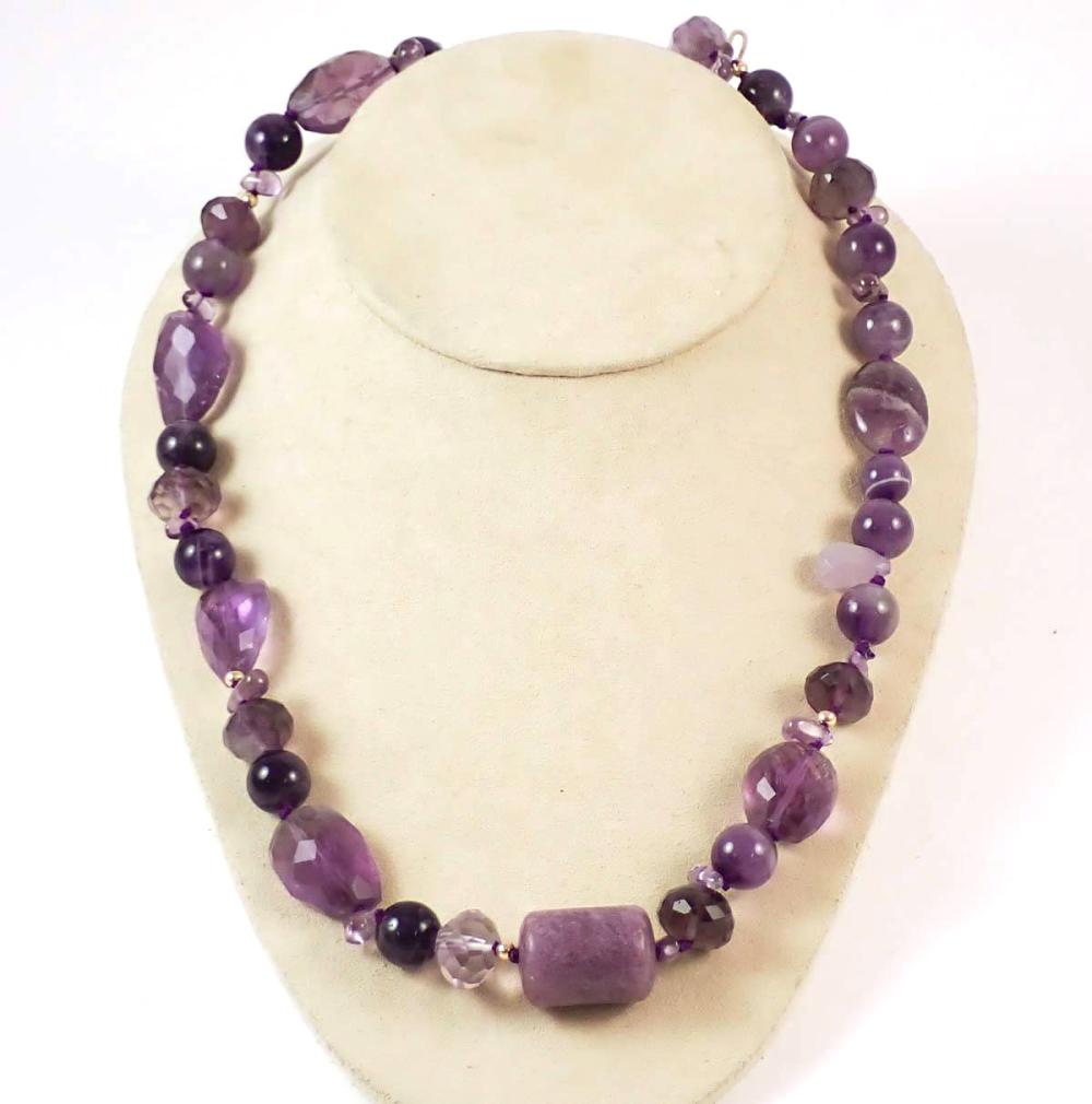 MATINEE LENGTH AMETHYST BEAD NECKLACEMATINEE