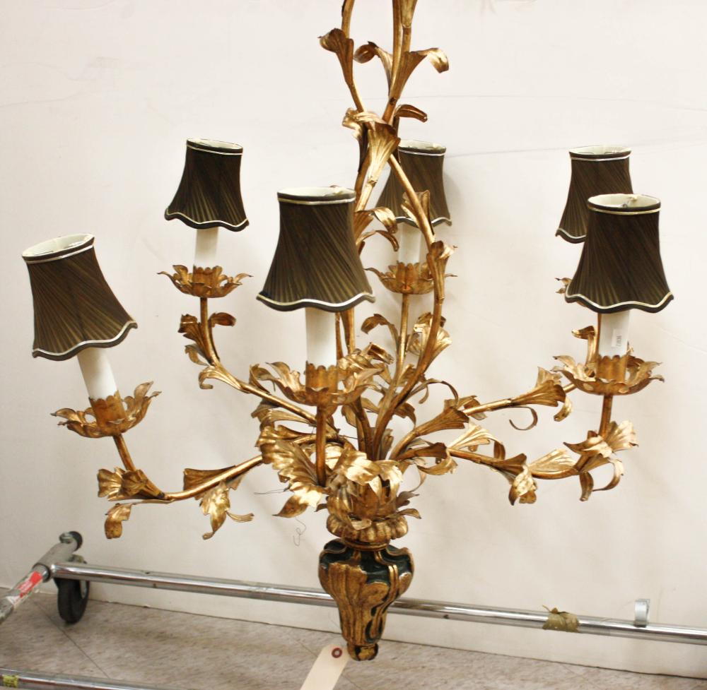 LOUIS XV STYLE GILDED METAL CHANDELIERLOUIS