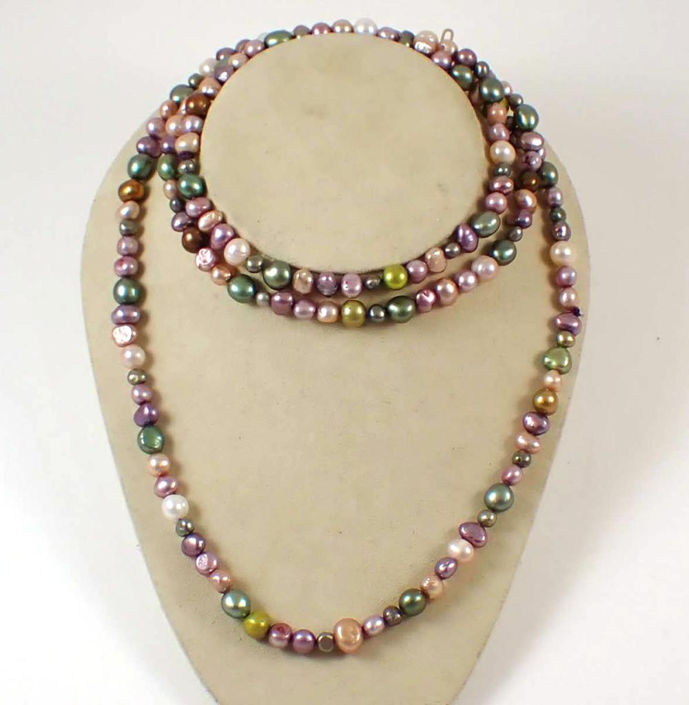 ROPE LENGTH MULTI COLOR PEARL NECKLACEROPE