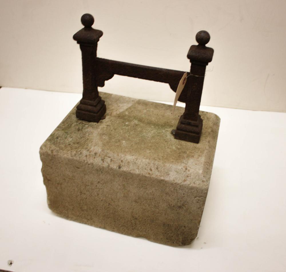 CAST IRON AND STONE BLOCK BOOT SCRAPERCAST