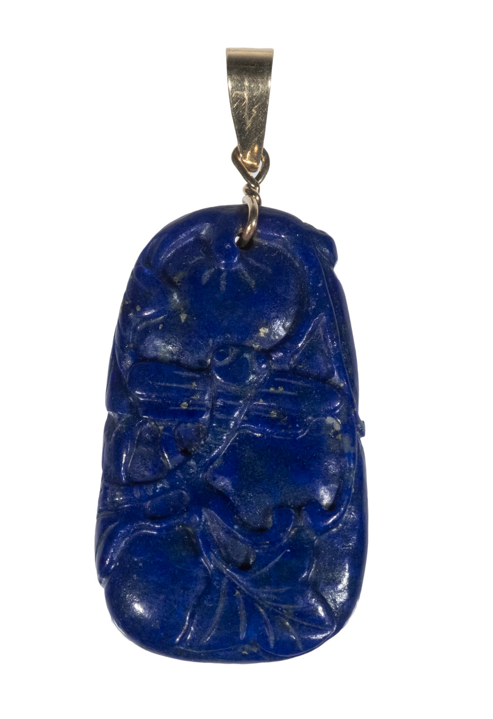 CARVED LAPIS LAZULI PENDANT Chinese 33fd53