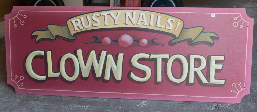 RUSTY NAILS CLOWN STORE SIGNRUSTY 33fe2c