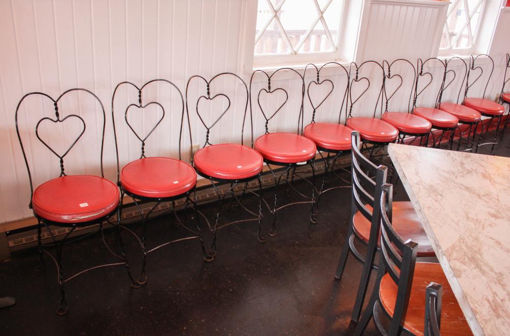 SET OF TEN ICE CREAM PARLOR CHAIRSSET 33feb6