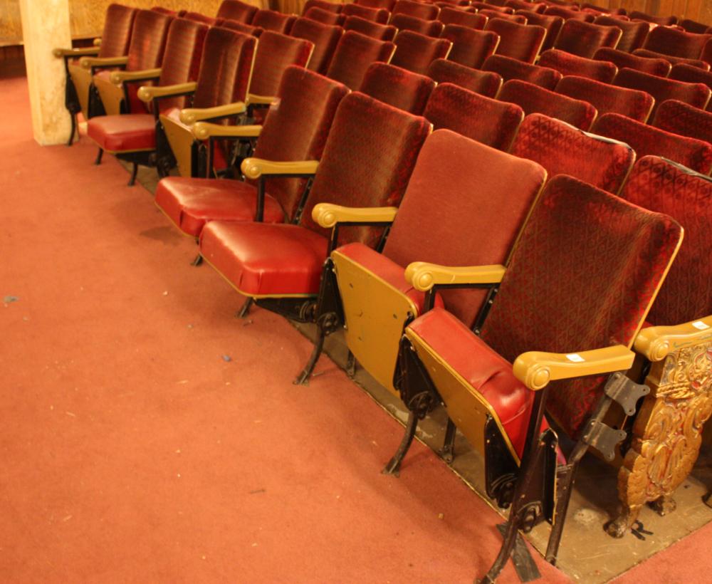 A ROW OF NINE VINTAGE THEATER SEATSA 33ff1f