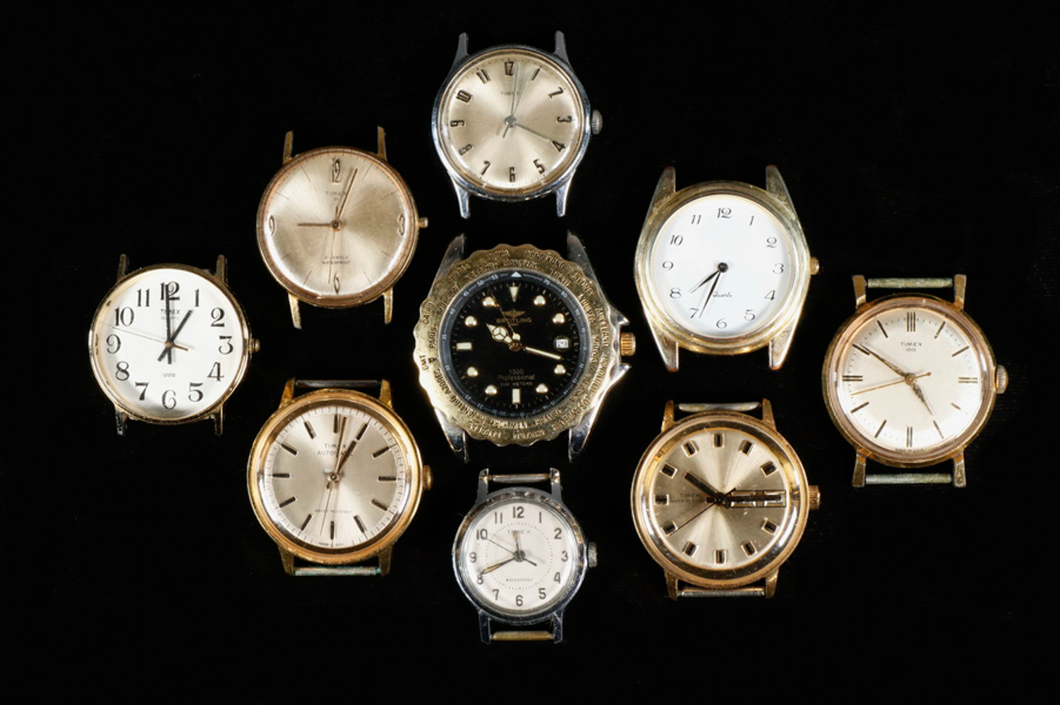 LOT OF 9 MENS VINTAGE WATCH HEADS 33ff28