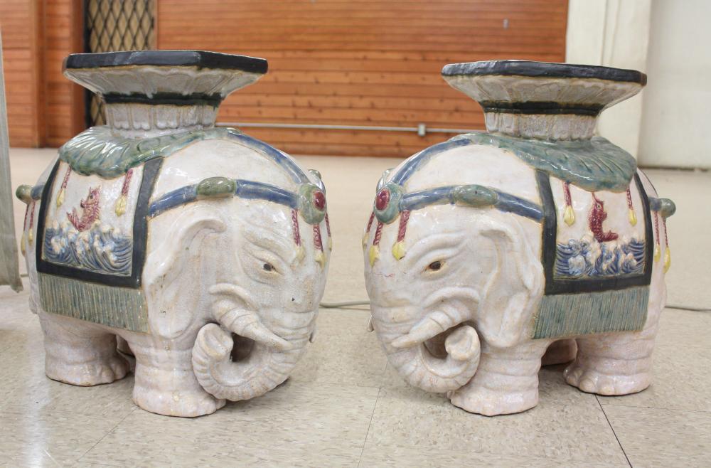 A PAIR OF ELEPHANT GARDEN STOOLSA