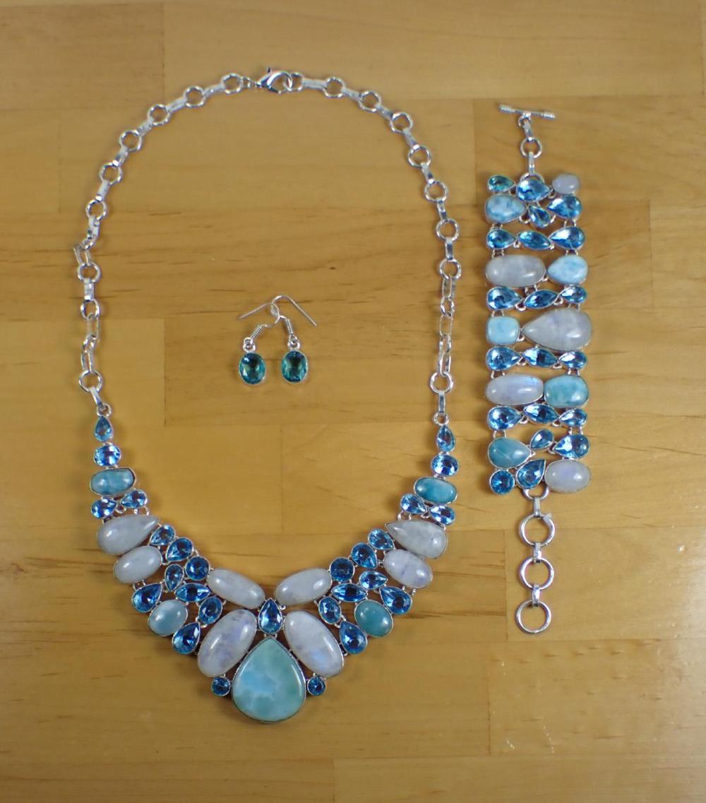 BLUE TOPAZ, RAINBOW MOONSTONE AND