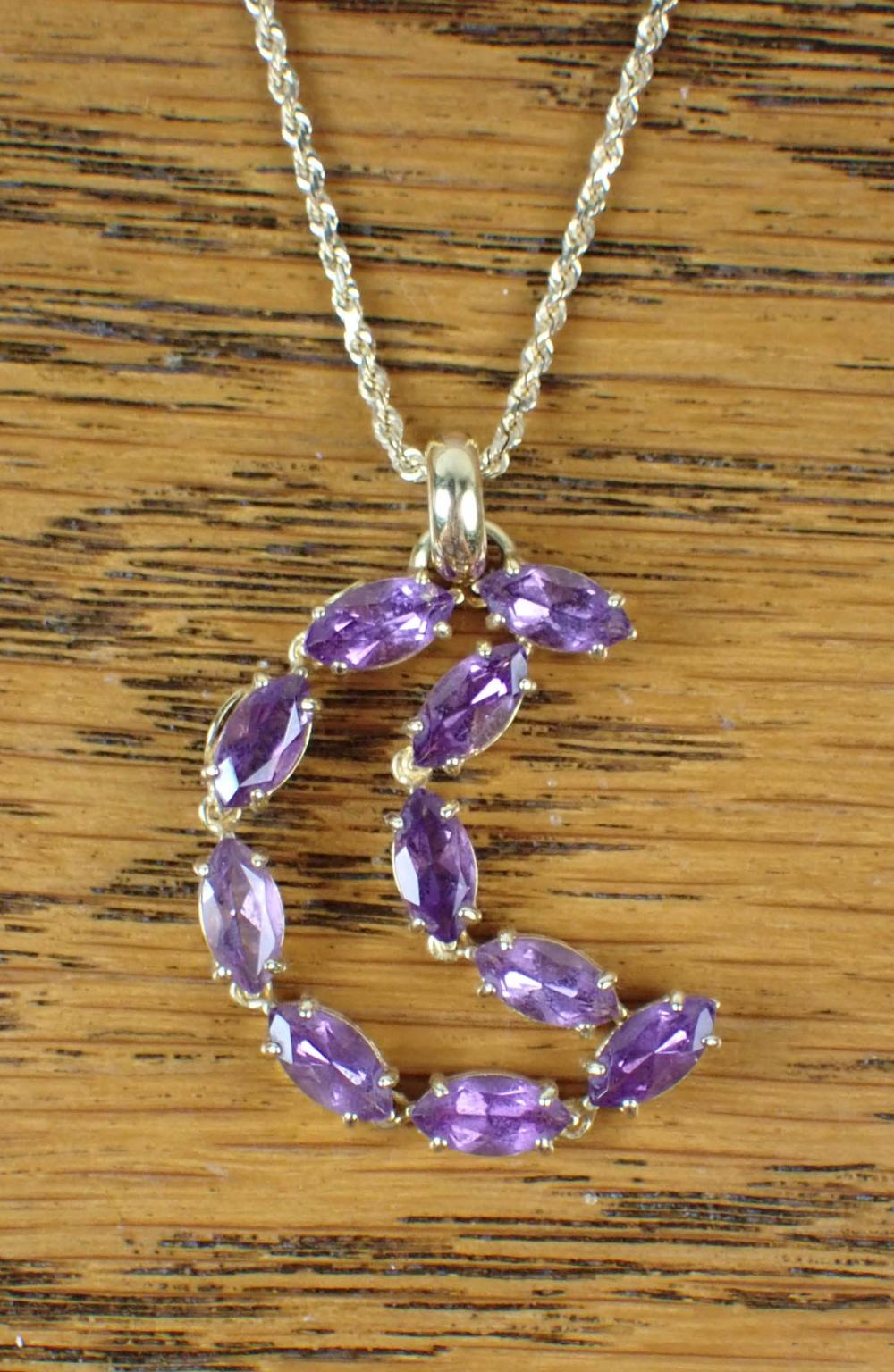 AMETHYST AND GOLD PENDANT NECKLACEAMETHYST 33ff80