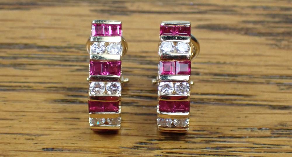 PAIR OF RUBY DIAMOND AND GOLD 33ff8a