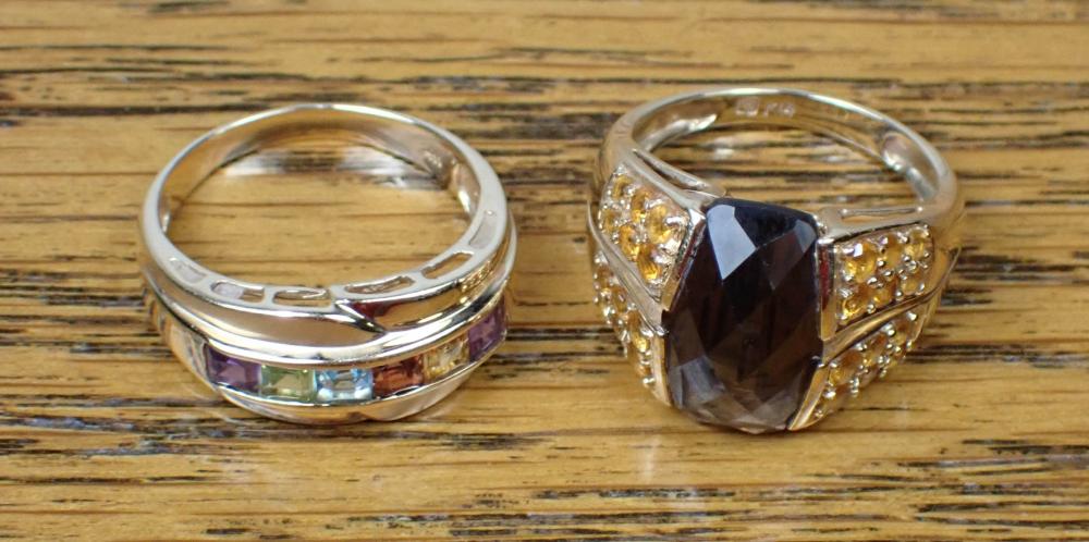TWO MUTLI COLOR GEMSTONE AND GOLD