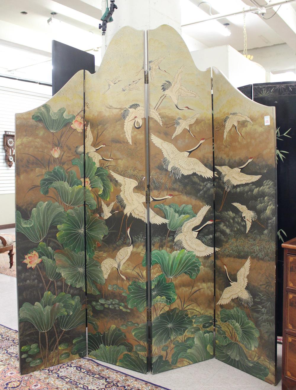 DECORATIVE FOUR-PANEL FLOOR SCREENDECORATIVE