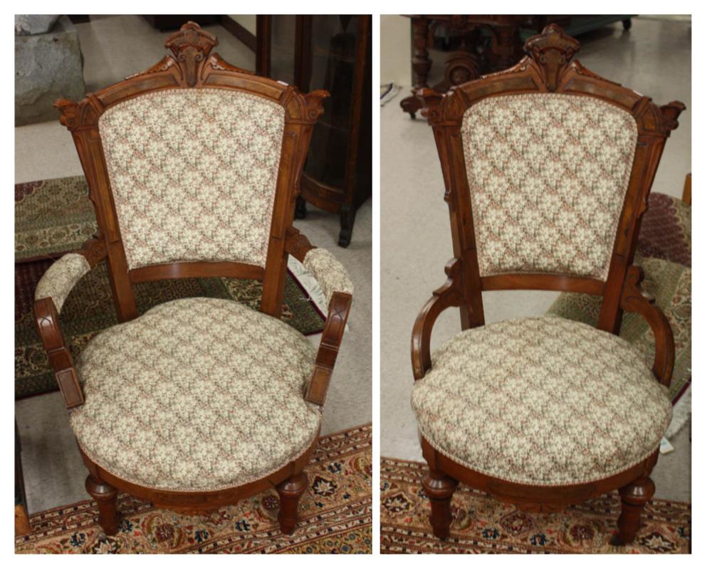 MAN'S VICTORIAN ARMCHAIR AND MATCHING