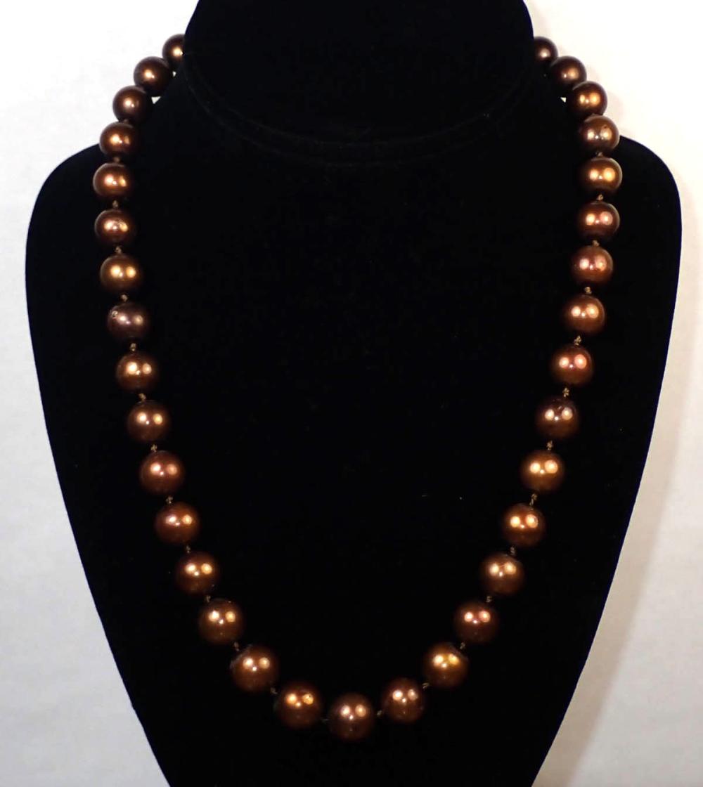 CHOCOLATE PEARL AND GOLD NECKLACECHOCOLATE 34002d