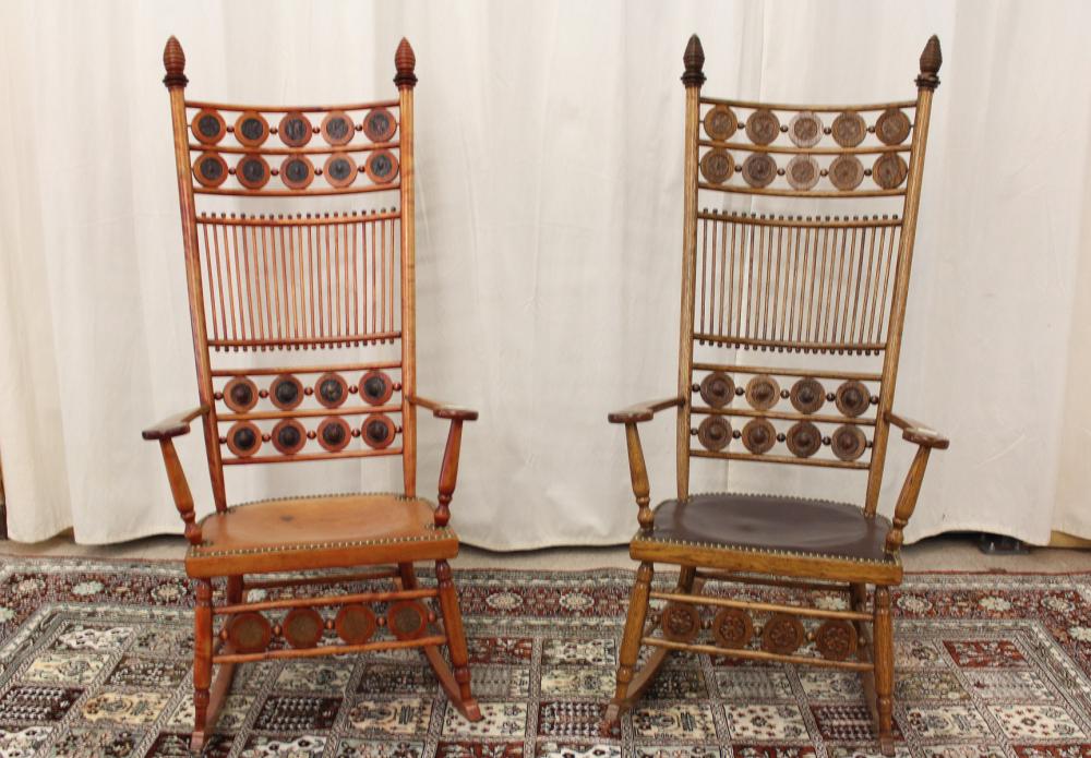 TWO SIMILAR ANTIQUE ROCKING CHAIRSTWO