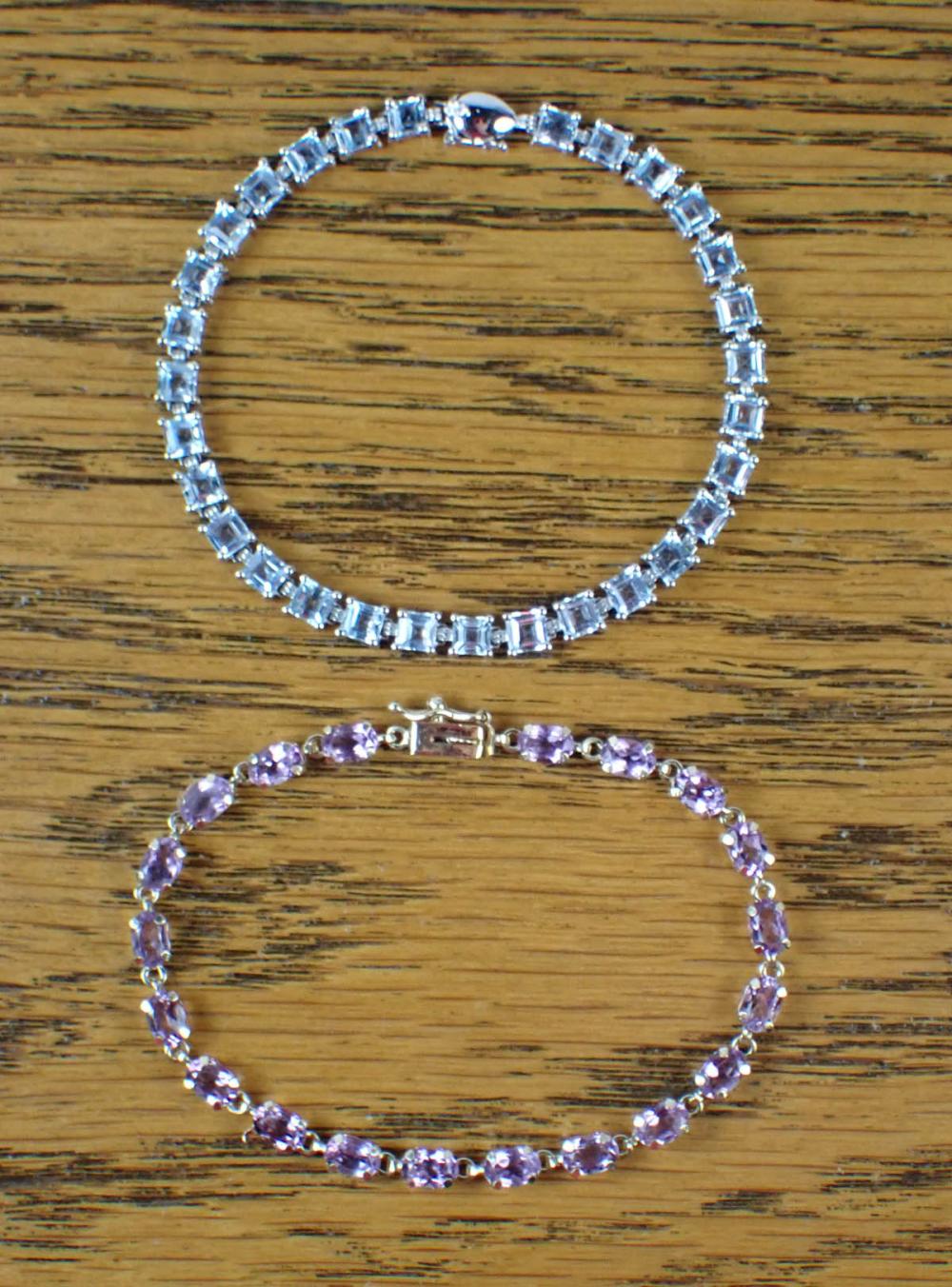 TWO COLOR GEMSTONE TENNIS BRACELETSTWO 3400f4