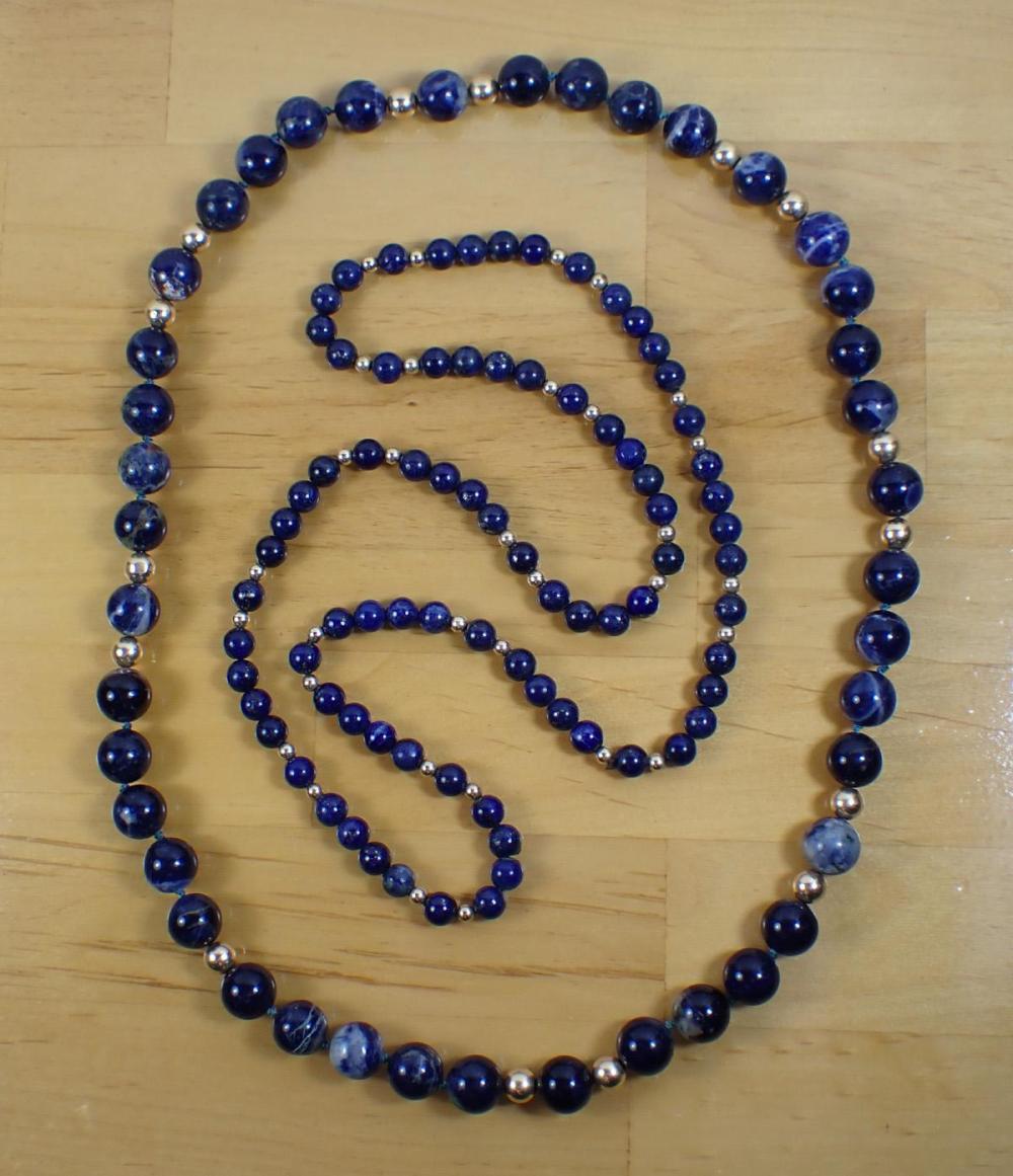 TWO LAPIS AND SODALITE BEAD NECKLACESTWO 340138