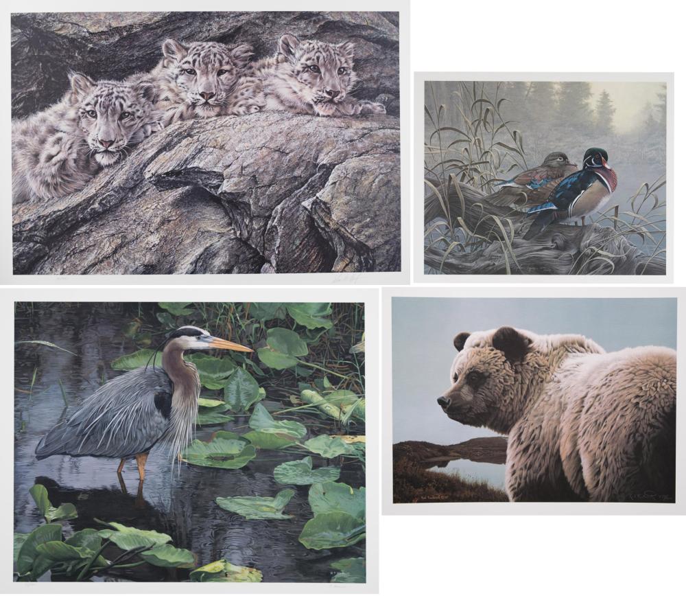 FOUR WILDLIFE PRINTS, OFFSET LITHOGRAPHSFOUR