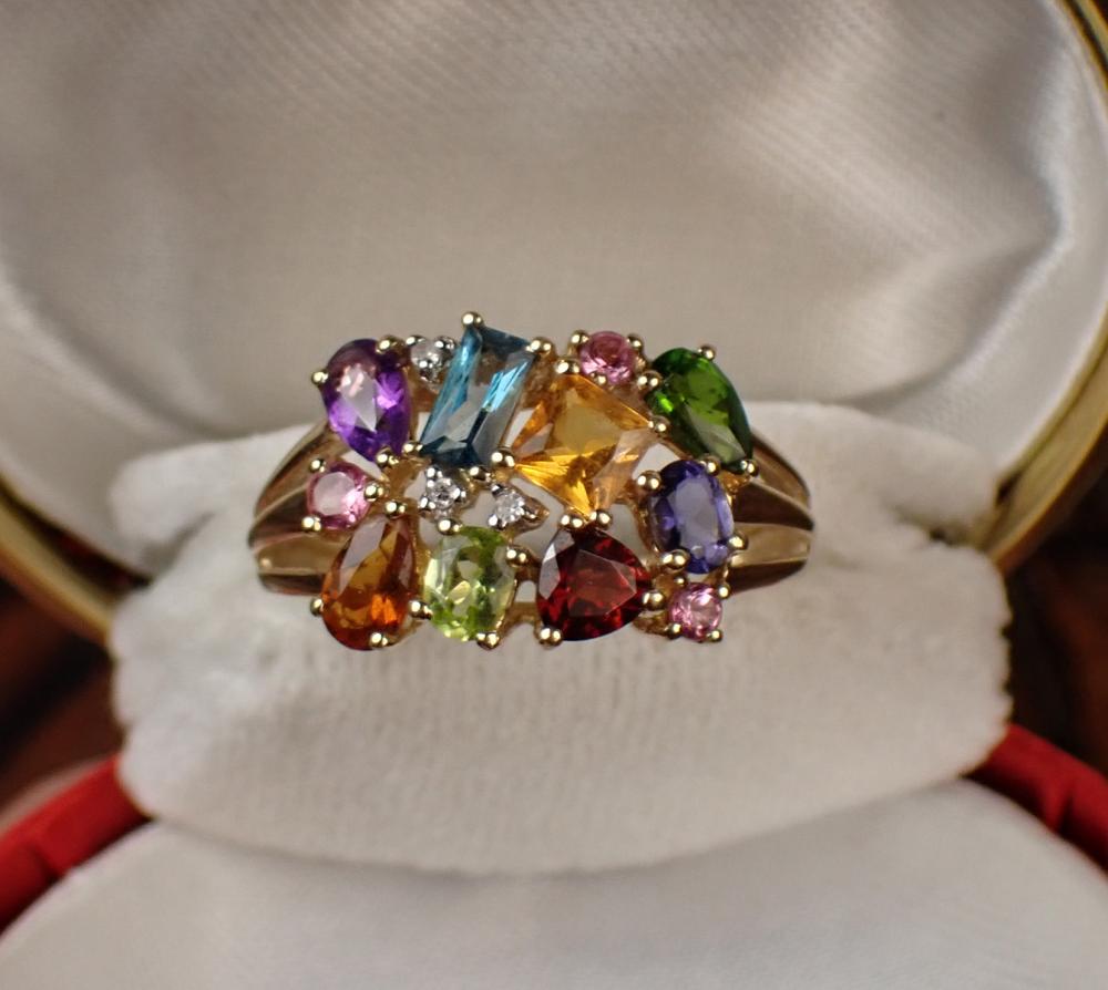 MULTI COLOR GEMSTONE AND GOLD RINGMULTI COLOR 340260