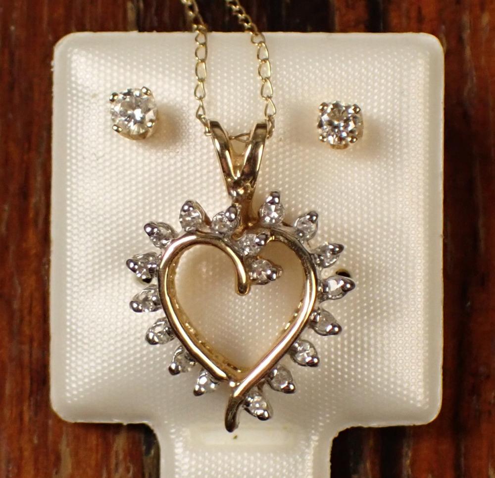 DIAMOND PENDANT NECKLACE AND PAIR