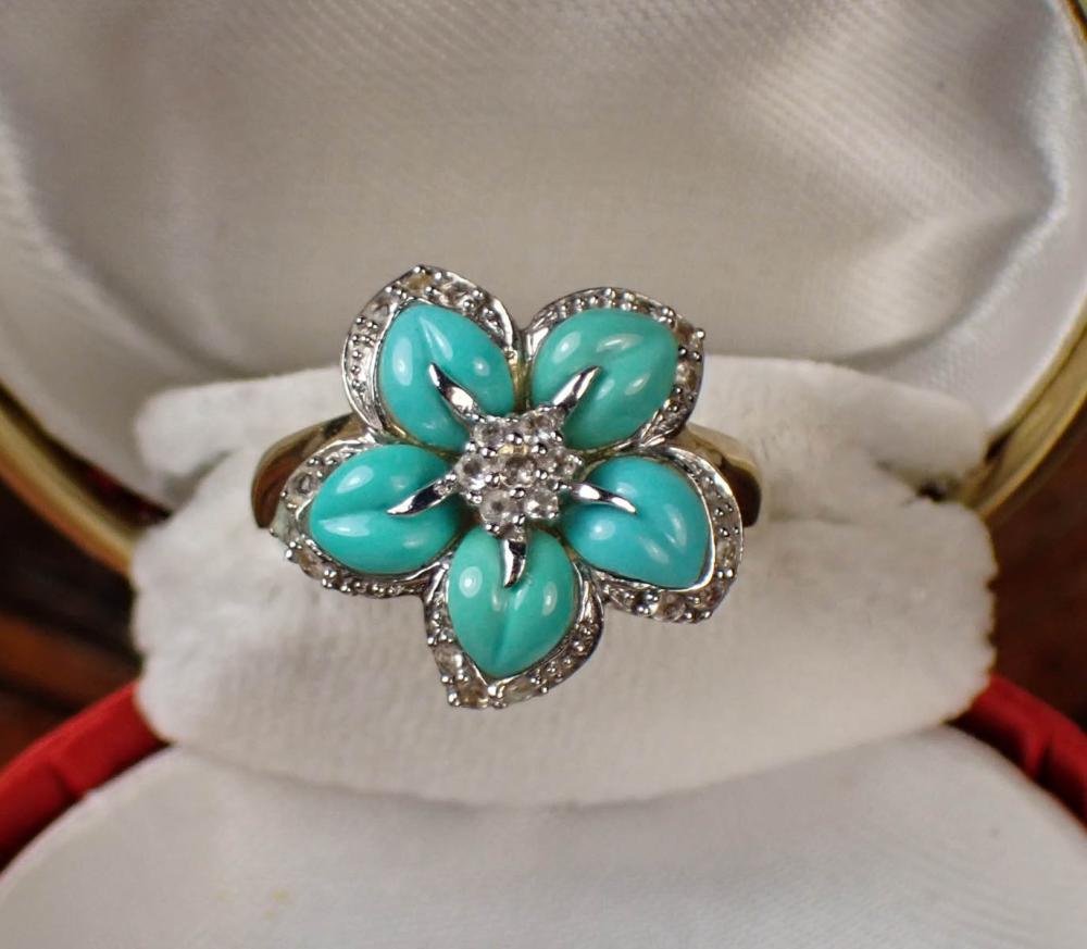 TURQUOISE AND FOURTEEN KARAT TWO-TONE