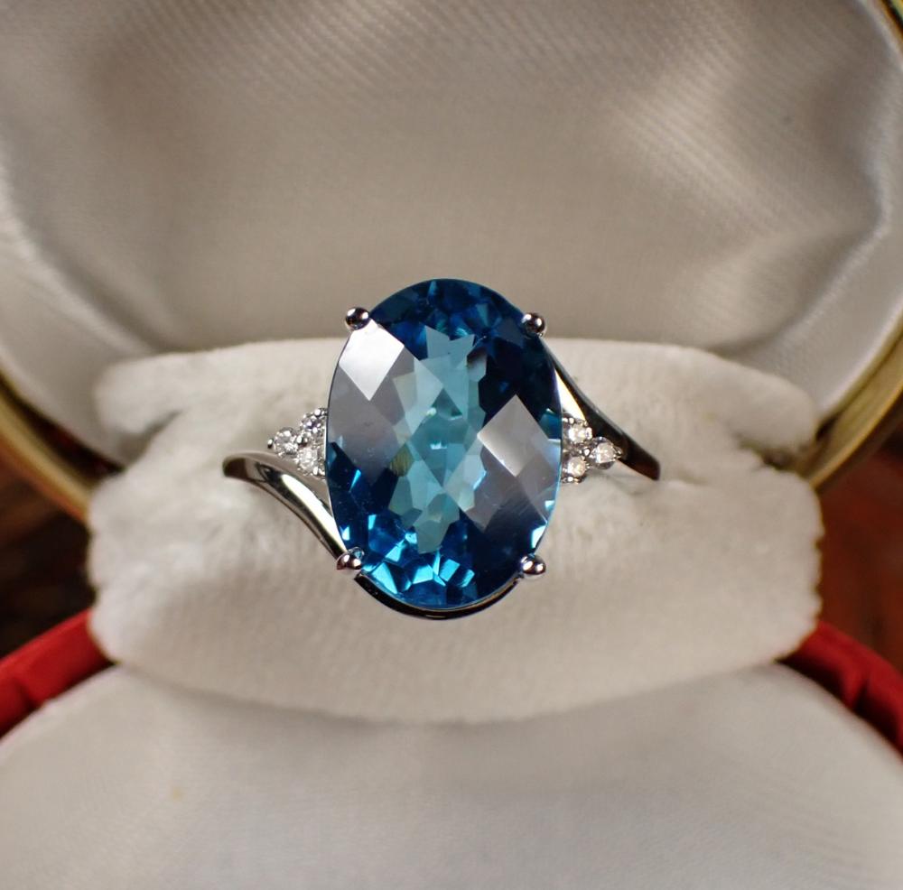 BLUE TOPAZ, DIAMOND AND FOURTEEN