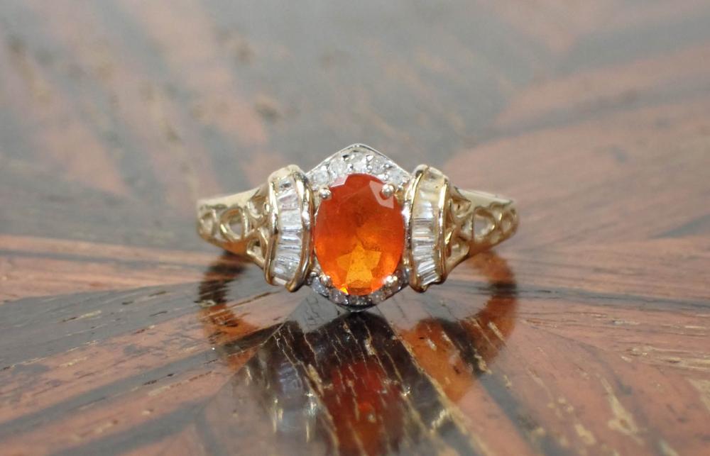 FIRE OPAL, DIAMOND AND FOURTEEN