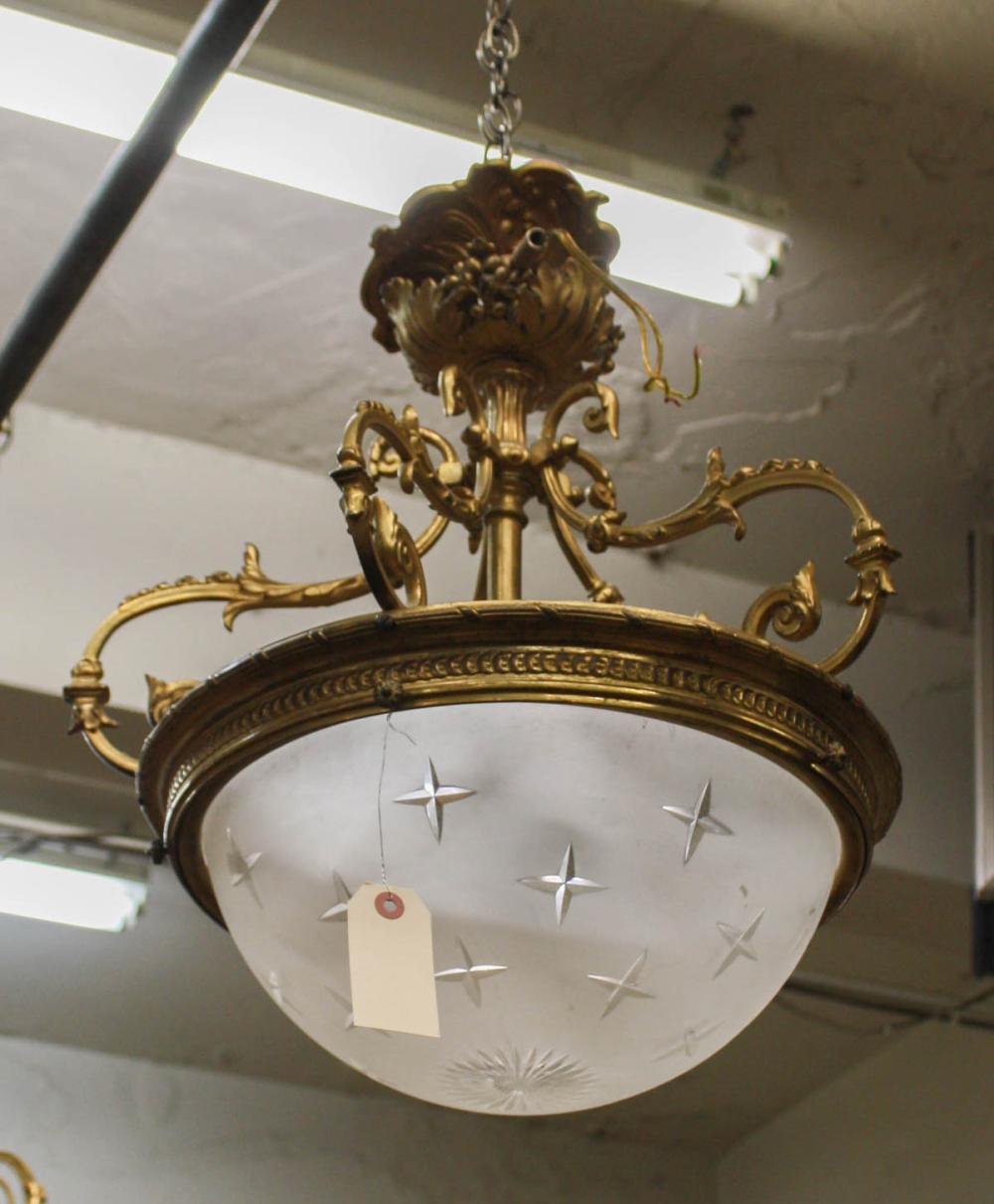 BRONZE AND FROSTED GLASS CHANDELIERLOUIS 340357