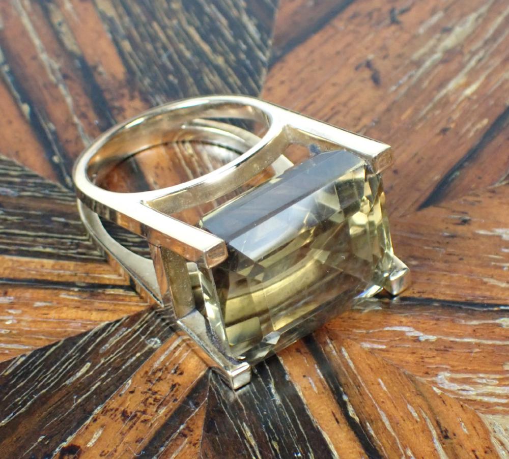 SMOKY QUARTZ AND GOLD SOLITAIRE 340388