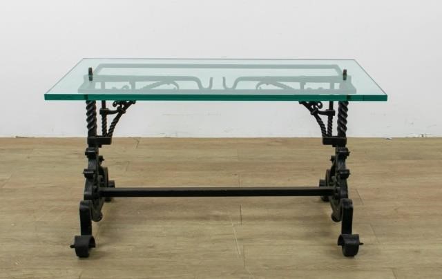 WROUGHT IRON GLASS COCKTAIL TABLEA