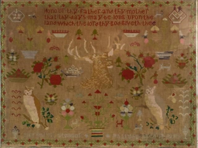 MARGARET PATTINSON 1879 NEEDLEWORK SAMPLER19th