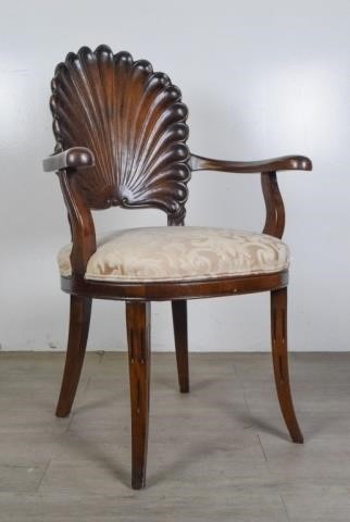 WALNUT ARM CHAIR WITH SEA SHELL 34047a