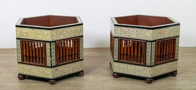 PAIR OF ANGLO INDIAN INLAID PLANTERSPair