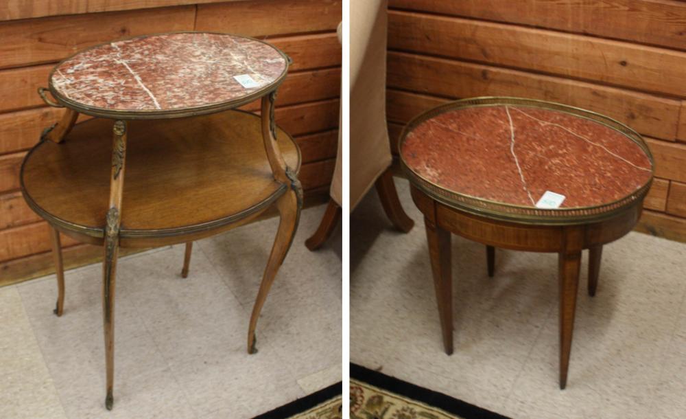 TWO FRENCH MARBLE-TOP OCCASIONAL