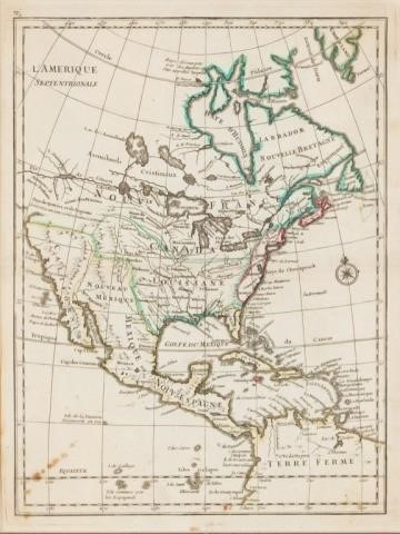 MAP OF NORTH AMERICA 1756 LE ROUGEA 340497