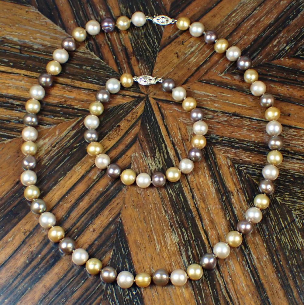 TWO ARTICLES OF MULTI COLOR PEARL 34049a