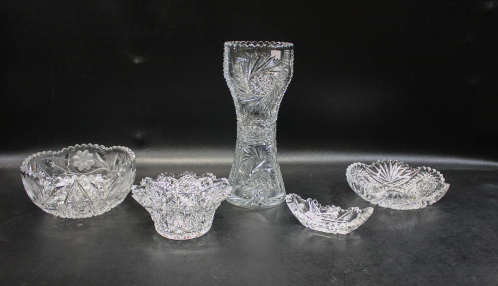 FIVE AMERICAN BRILLIANT CUT GLASS