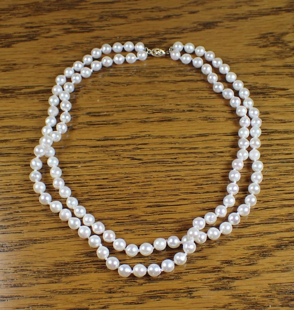 DOUBLE STRAND PEARL AND GOLD NECKLACEDOUBLE 3405c3