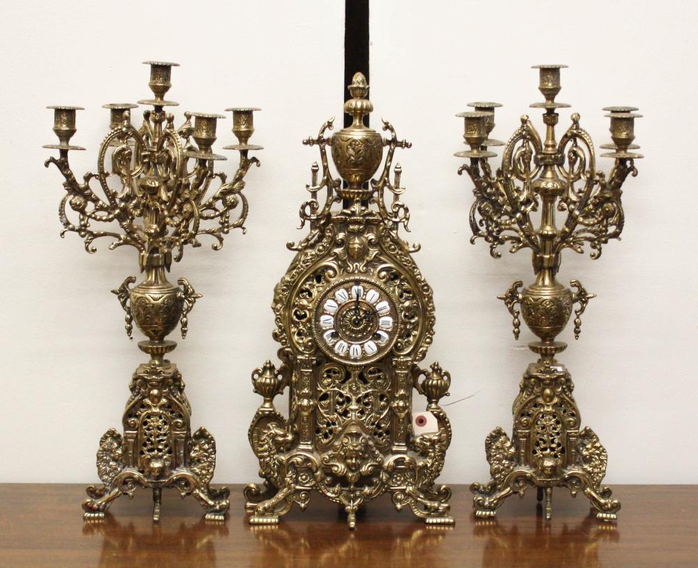 THREE PIECE LOUIS XV STYLE CLOCK 3405bc