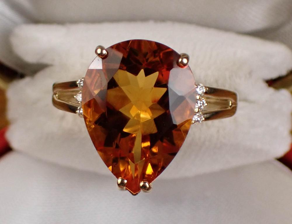 CITRINE, DIAMOND AND FOURTEEN KARAT