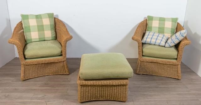PAIR OF WICKER LOUNGE CHAIRS AND 3406bc