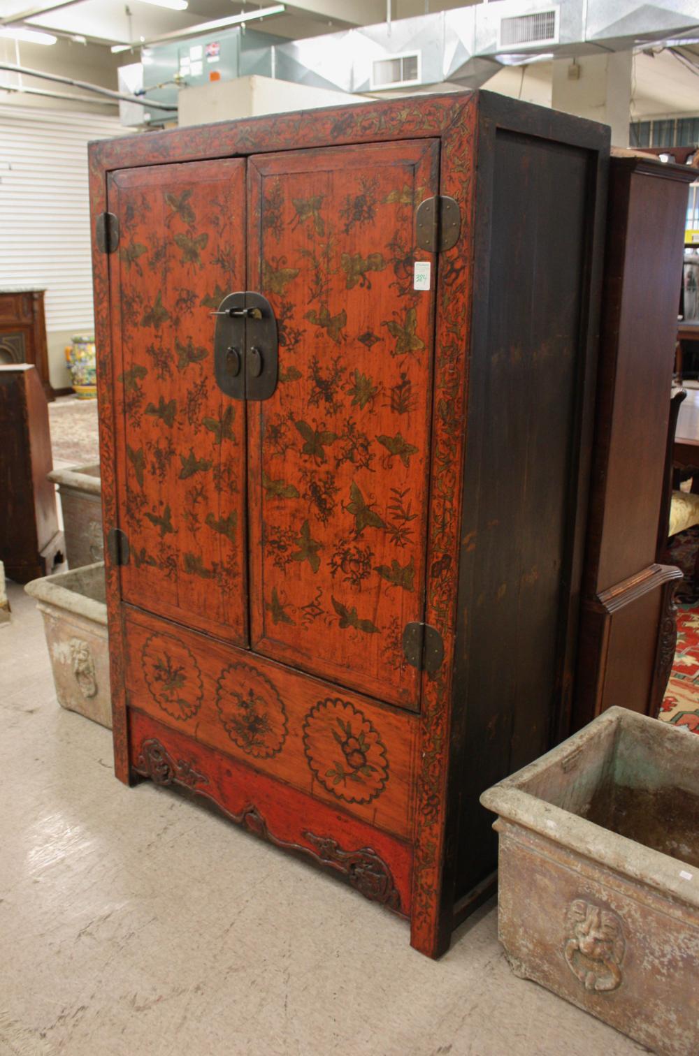 RED CHINESE MING-STYLE CABINET