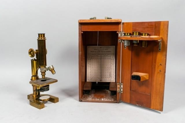 BAUSCH & LOMB OPTICAL CO. BRASS MICROSCOPEBausch