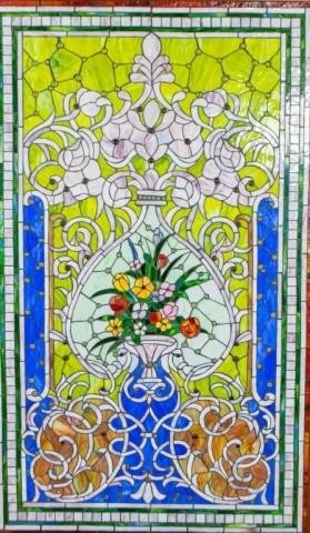 FRAMED BEVELED AND STAINED GLASS 3406f9