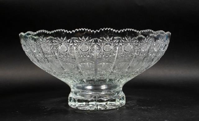 CZECH CUT GLASS PEDESTAL BOWLCut