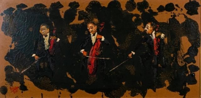 OIL ON MASONITE MUSICIANS20th century