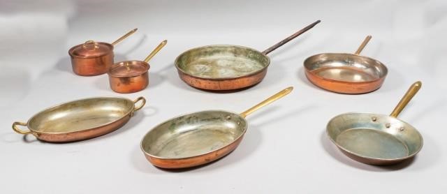 COPPER COOKWARE GROUPING7 pieces