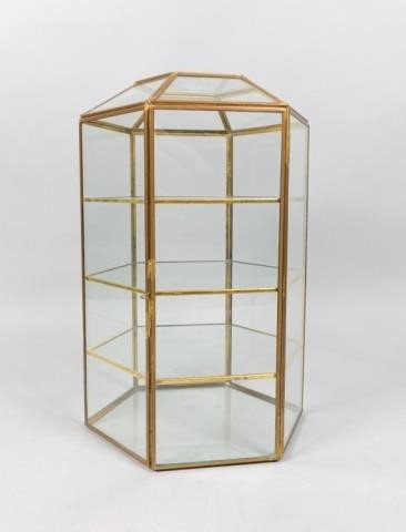 BRASS GLASS HEXAGONAL DISPLAY 340842