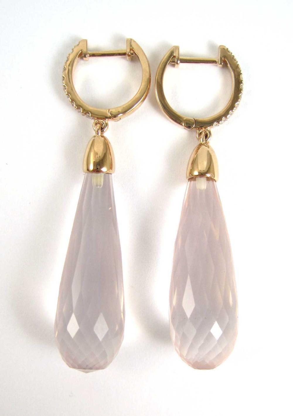 PAIR OF KUNZITE AND DIAMOND DANGLE 33e15c