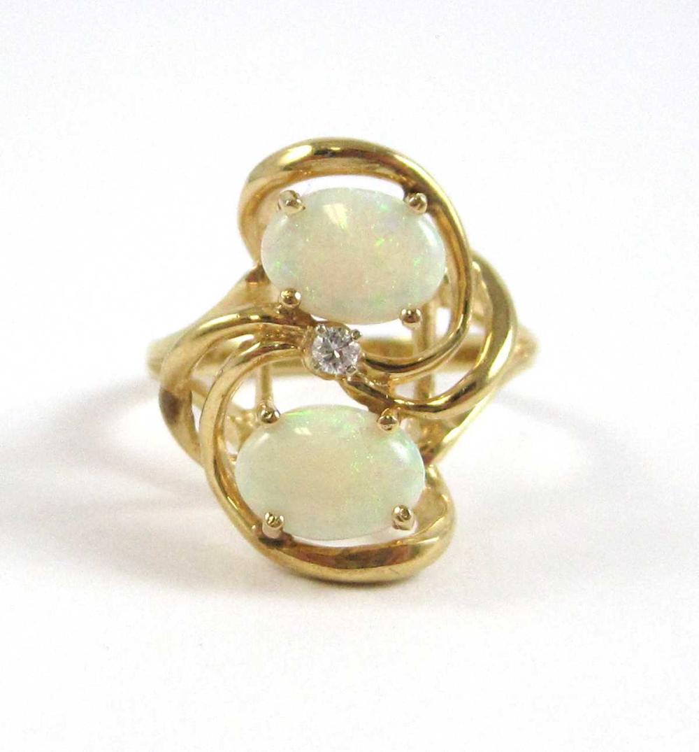 OPAL, DIAMOND AND FOURTEEN KARAT