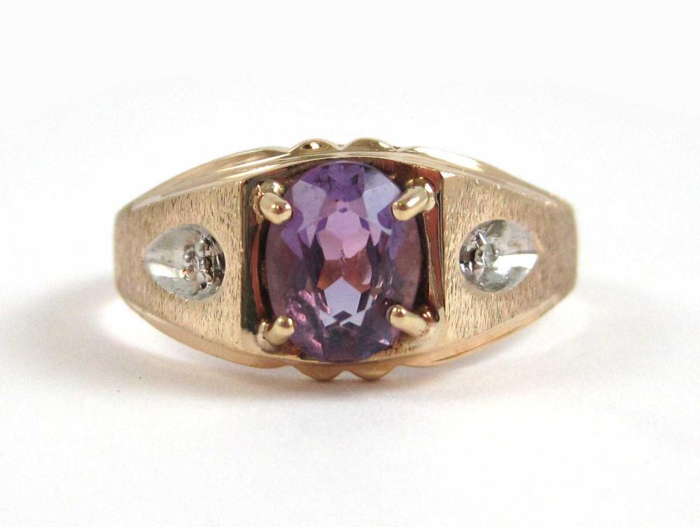 MEN'S AMETHYST, DIAMOND AND YELLOW